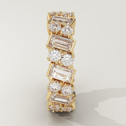 4.69 TCW Baguette & Round Lab-Grown Diamond Full Eternity Wedding Band