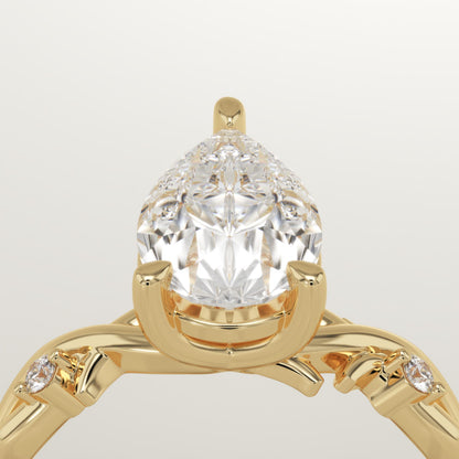 Pear Cut Twig Lab-Grown Diamond Engagement Ring
