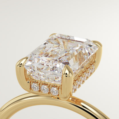 Emerald Cut Hidden Halo Lab-Grown Diamond Engagement Ring