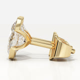 1 TCW Oval Half Bezel Lab-Grown Diamond Stud Earrings