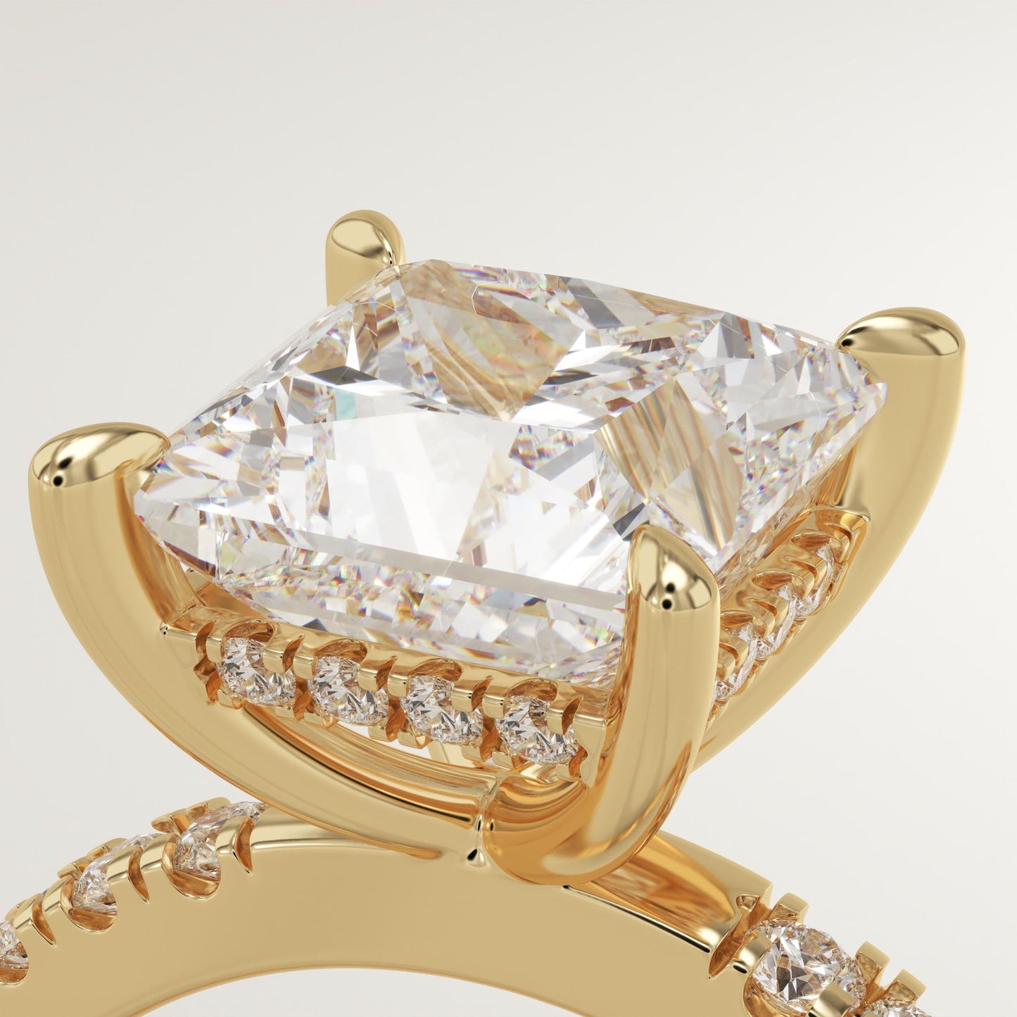 Princess Cut Hidden Halo & Pave Lab-Grown Diamond Engagement Ring