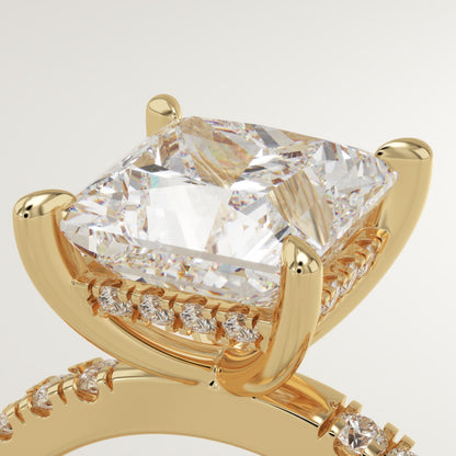 Princess Cut Hidden Halo & Pave Lab-Grown Diamond Engagement Ring
