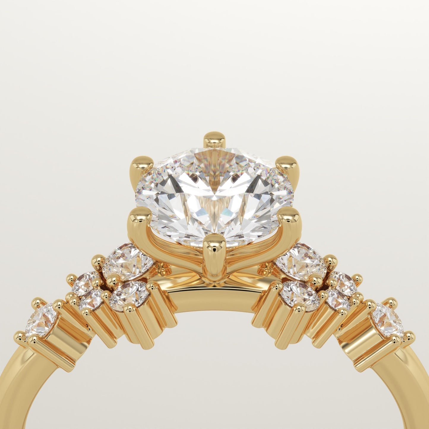 Round Cut Cluster Lab-Grown Diamond Engagement Ring