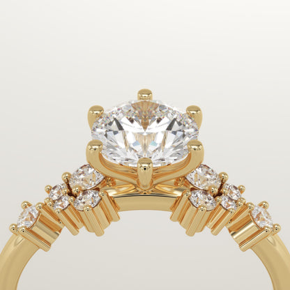 Round Cut Cluster Lab-Grown Diamond Engagement Ring