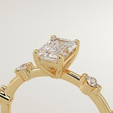 1.0 CT Emerald Cut Dainty Pave Lab-Grown Diamond Engagement Ring