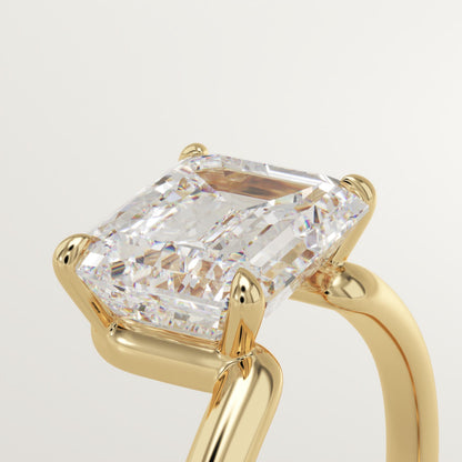 2 CT East West Emerald Cut Solitaire Moissanite Engagement Ring