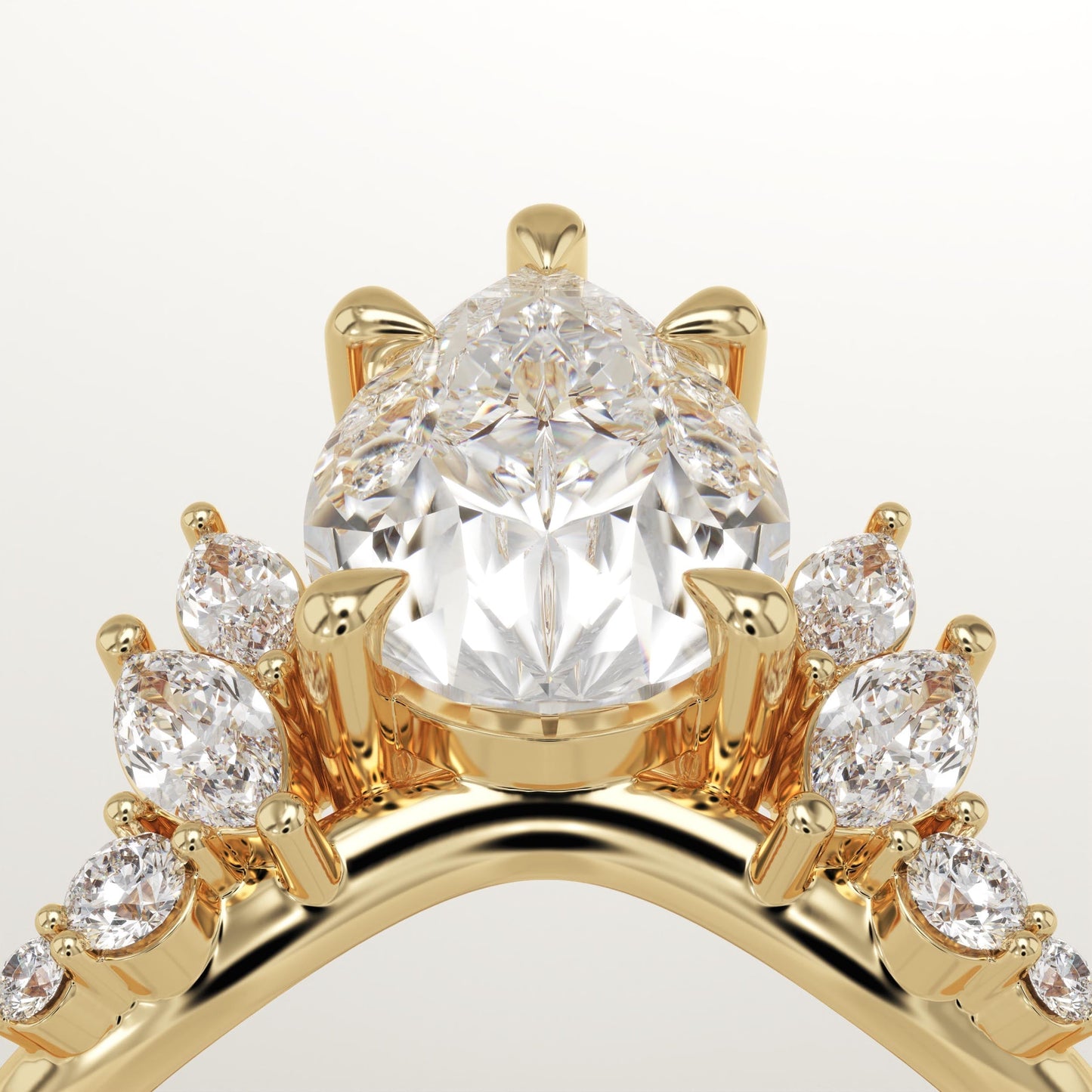 Pear Cut Cluster Lab-Grown Diamond Engagement Ring