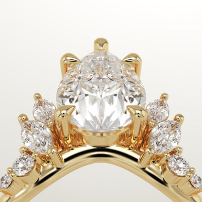 Pear Cut Cluster Lab-Grown Diamond Engagement Ring
