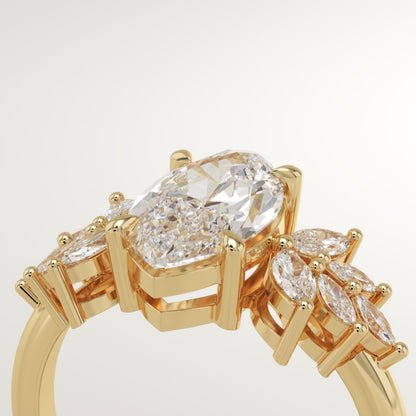 Marquise Cut Cluster Lab-Grown Diamond Engagement Ring