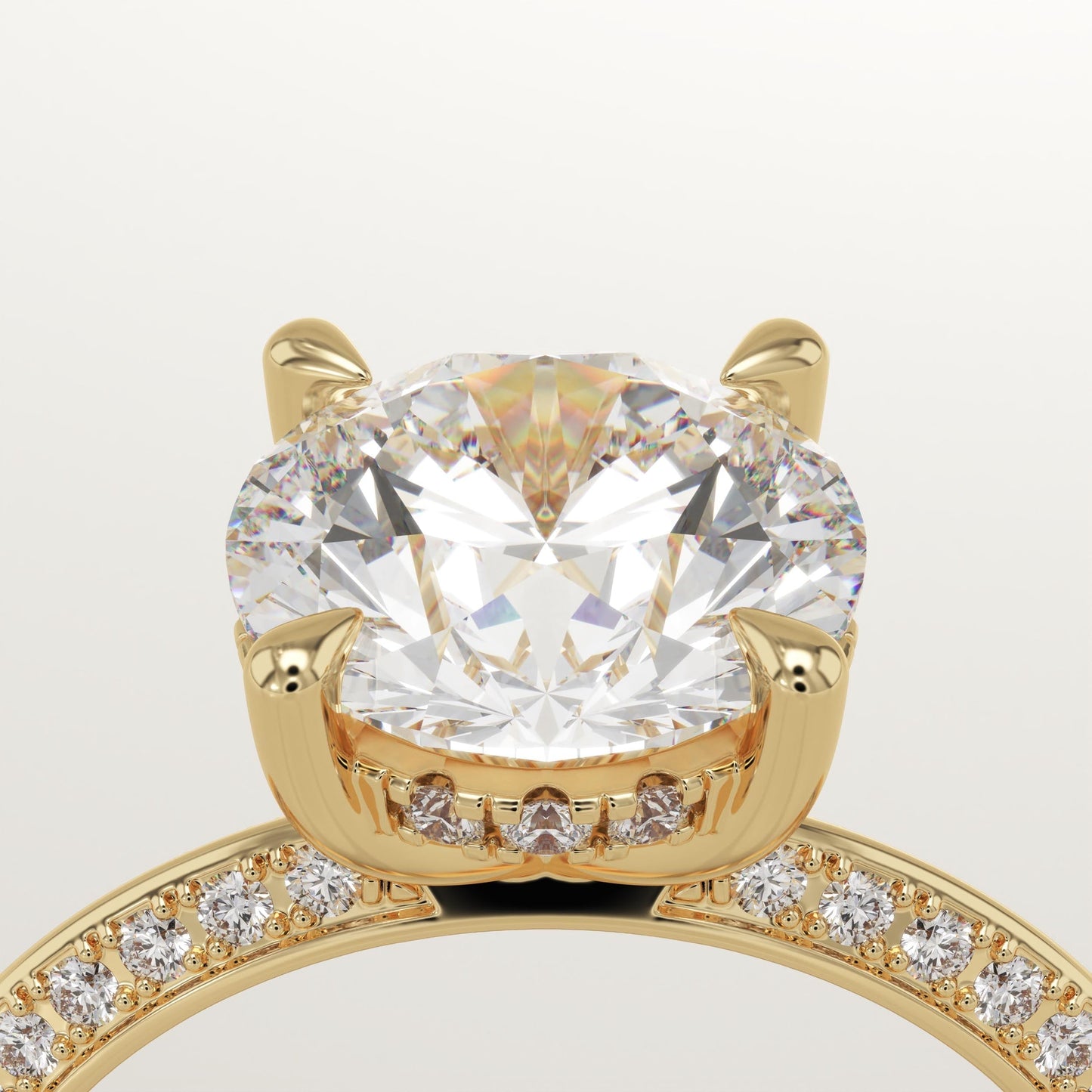 Round Cut Hidden Halo & Pave Lab-Grown Diamond Engagement Ring