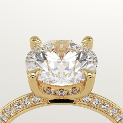 Round Cut Hidden Halo & Pave Lab-Grown Diamond Engagement Ring