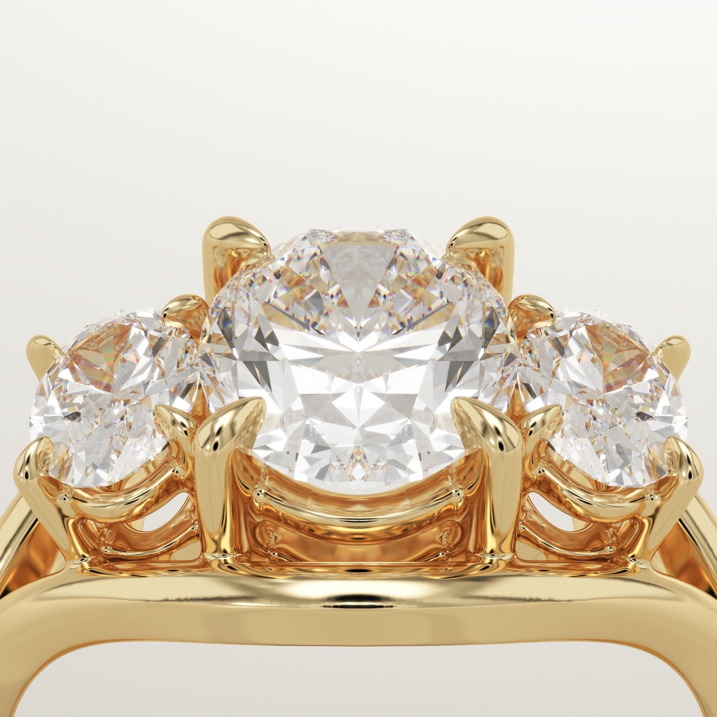 Oval Cut Three Stone Split Shank Lab-Grown Diamond Engagement Ring