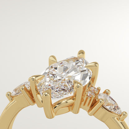 Marquise Cut Cluster Lab-Grown Diamond Engagement Ring