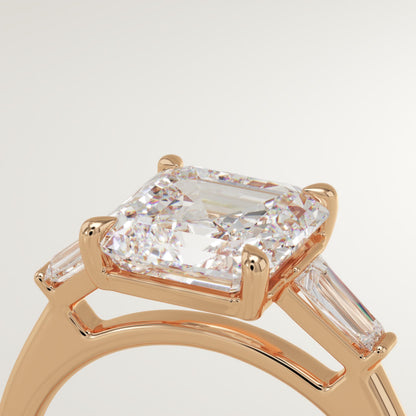 2 CT Asscher Cut Three Stone Moissanite Engagement Ring
