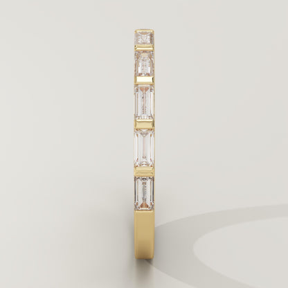 0.54 TCW Baguette Lab-Grown Diamond Half Eternity Wedding Band