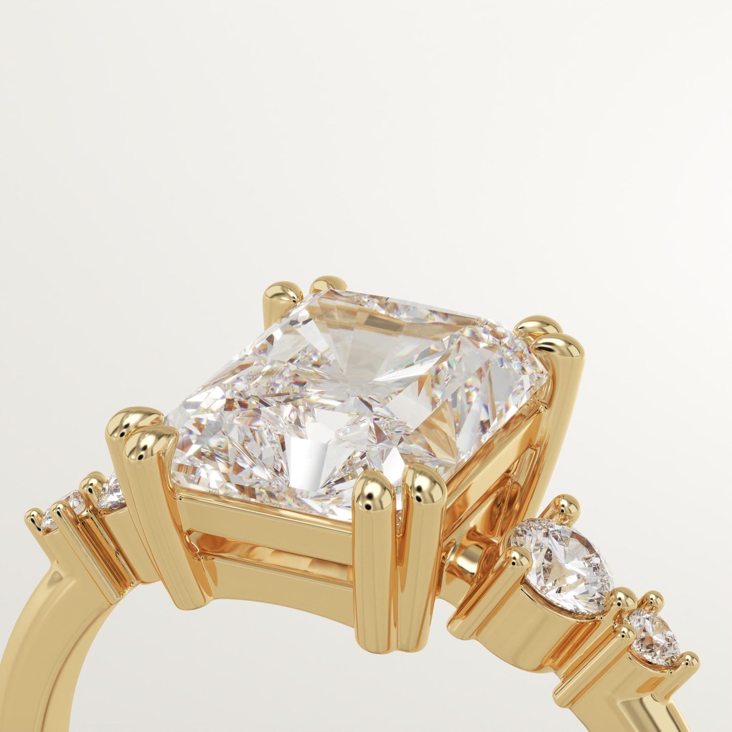 Radiant Cut Cluster Lab-Grown Diamond Engagement Ring
