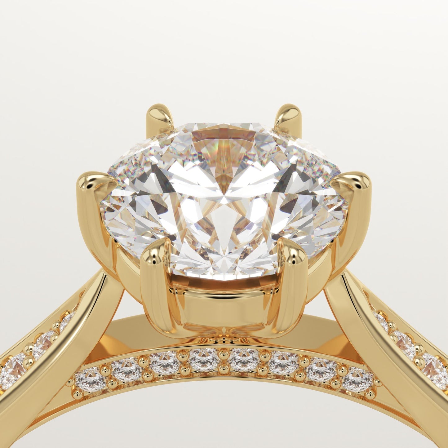 Round Cut Pave Lab-Grown Diamond Engagement Ring
