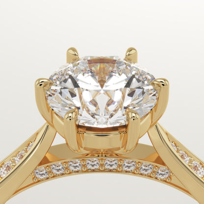 Round Cut Pave Lab-Grown Diamond Engagement Ring