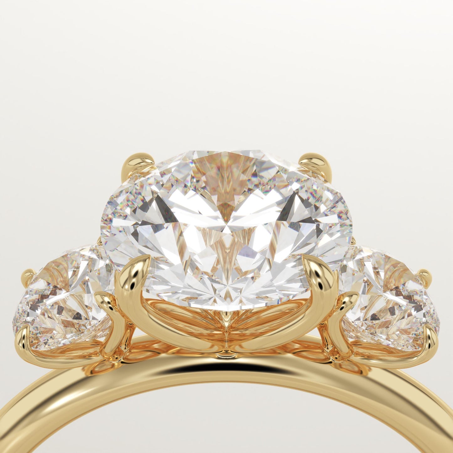 Round Cut Three Stone Lab-Grown Diamond Engagement Ring