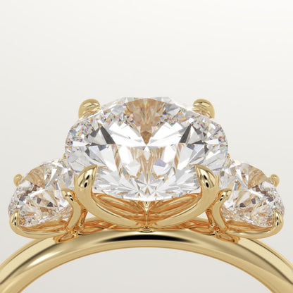 Round Cut Three Stone Lab-Grown Diamond Engagement Ring
