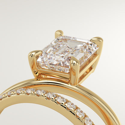 Emerald Cut Pave Lab-Grown Diamond Engagement Ring
