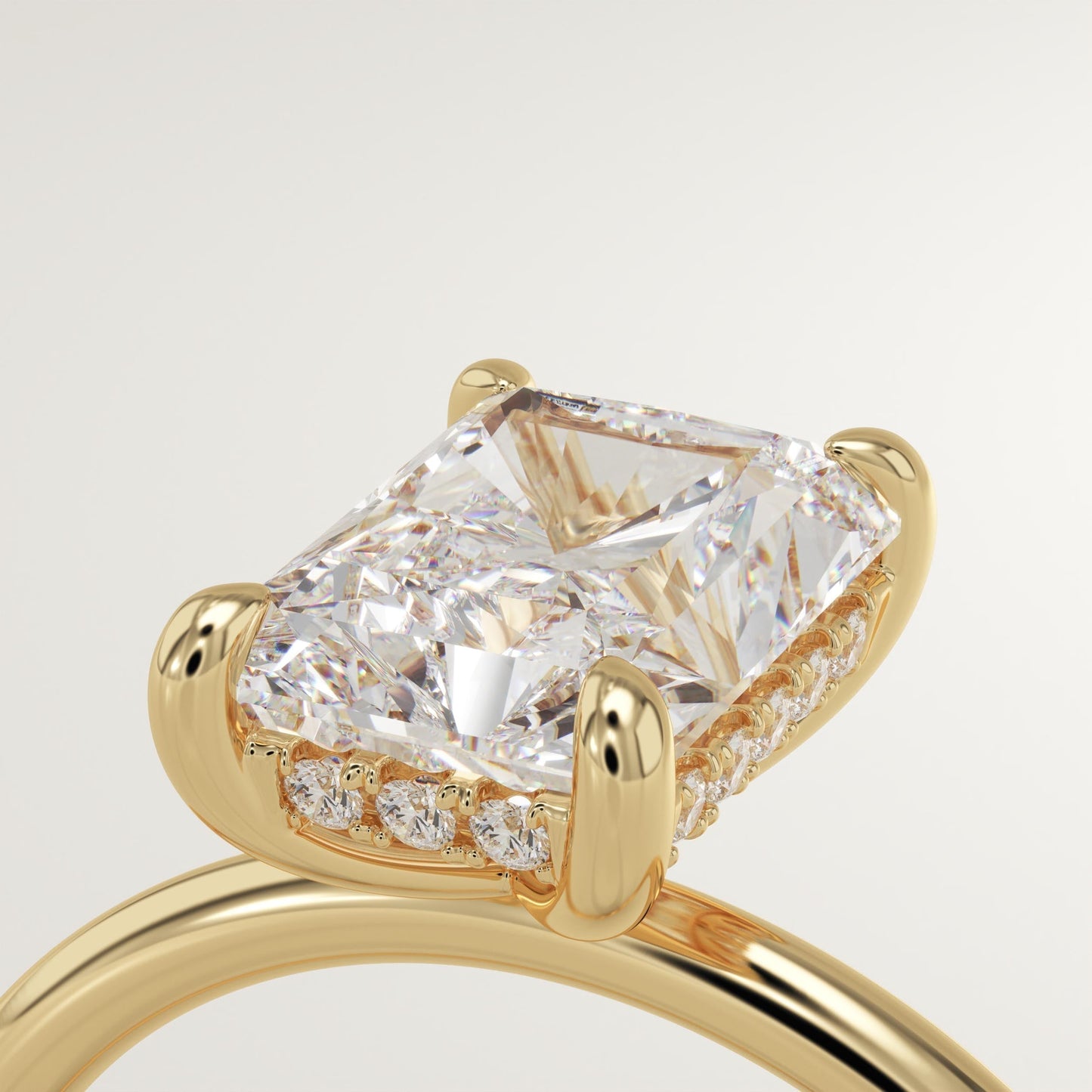 Radiant Cut Hidden Halo Lab-Grown Diamond Engagement Ring