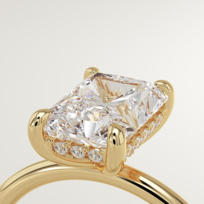 Radiant Cut Hidden Halo Lab-Grown Diamond Engagement Ring