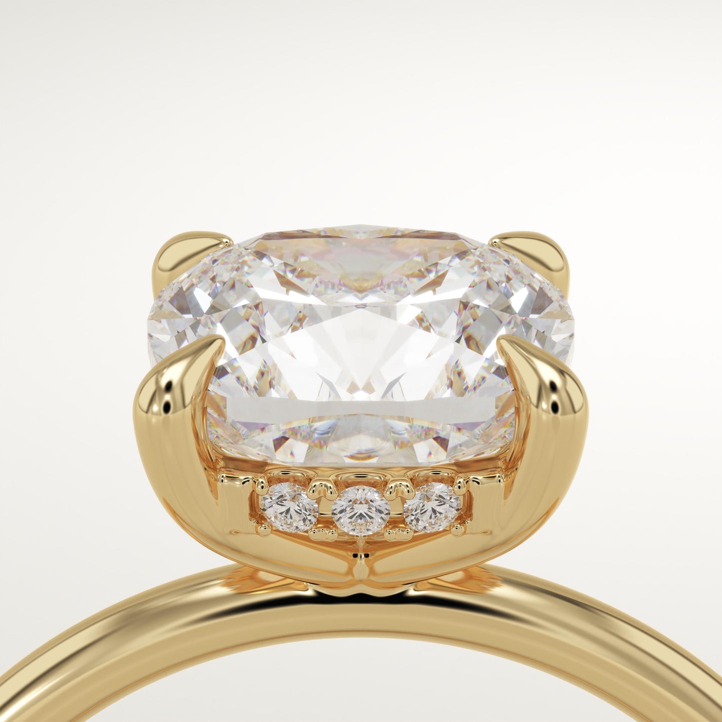 Cushion Cut Hidden Halo Lab-Grown Diamond Engagement Ring