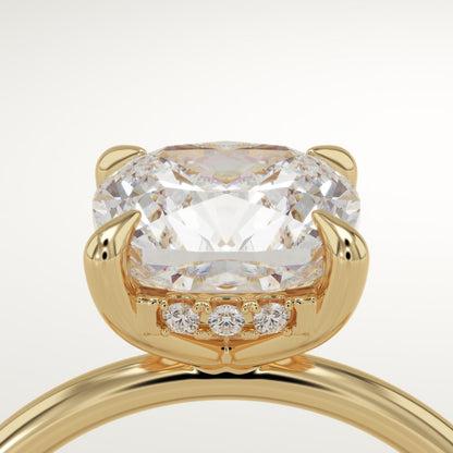 Cushion Cut Hidden Halo Lab-Grown Diamond Engagement Ring