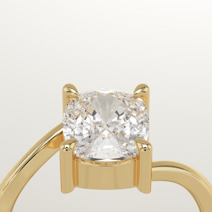 Elongated Cushion Cut Swirl Lab-Grown Diamond Engagement Ring