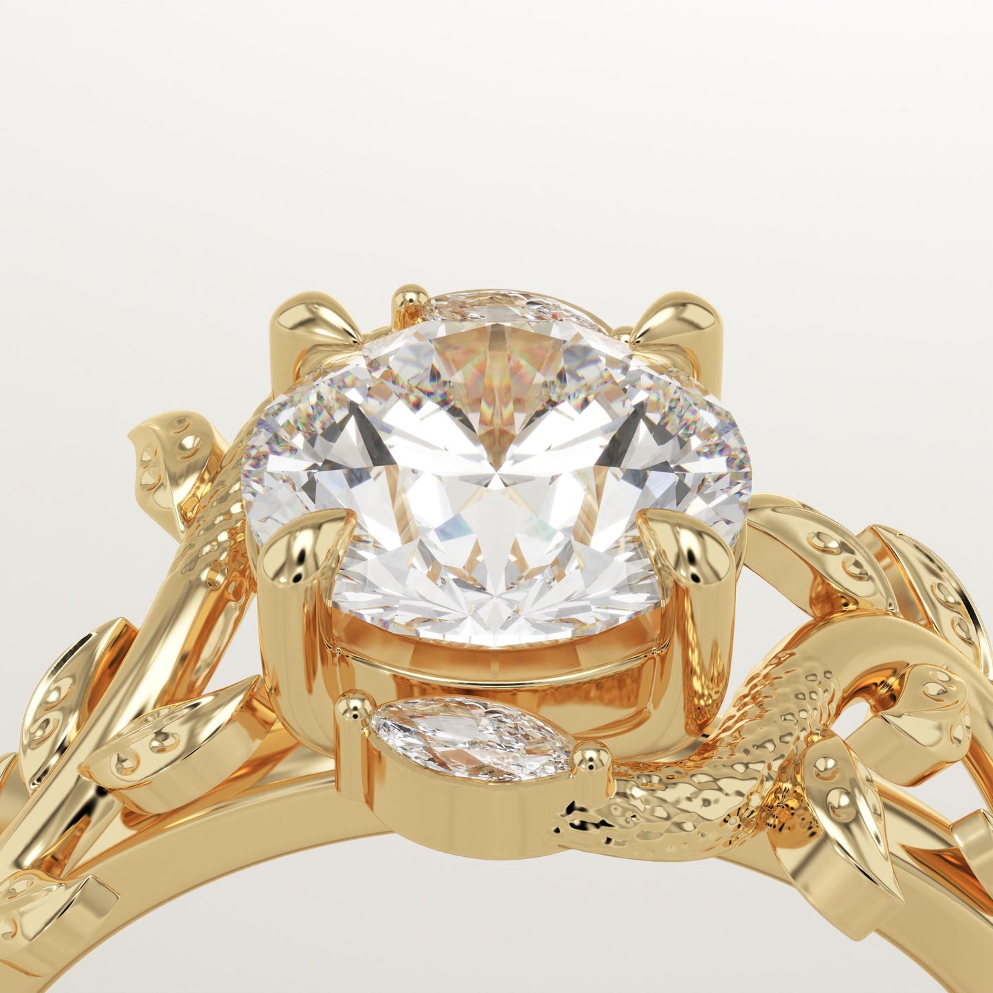 Round Cut Nature Inspired Lab-Grown Diamond Engagement Ring