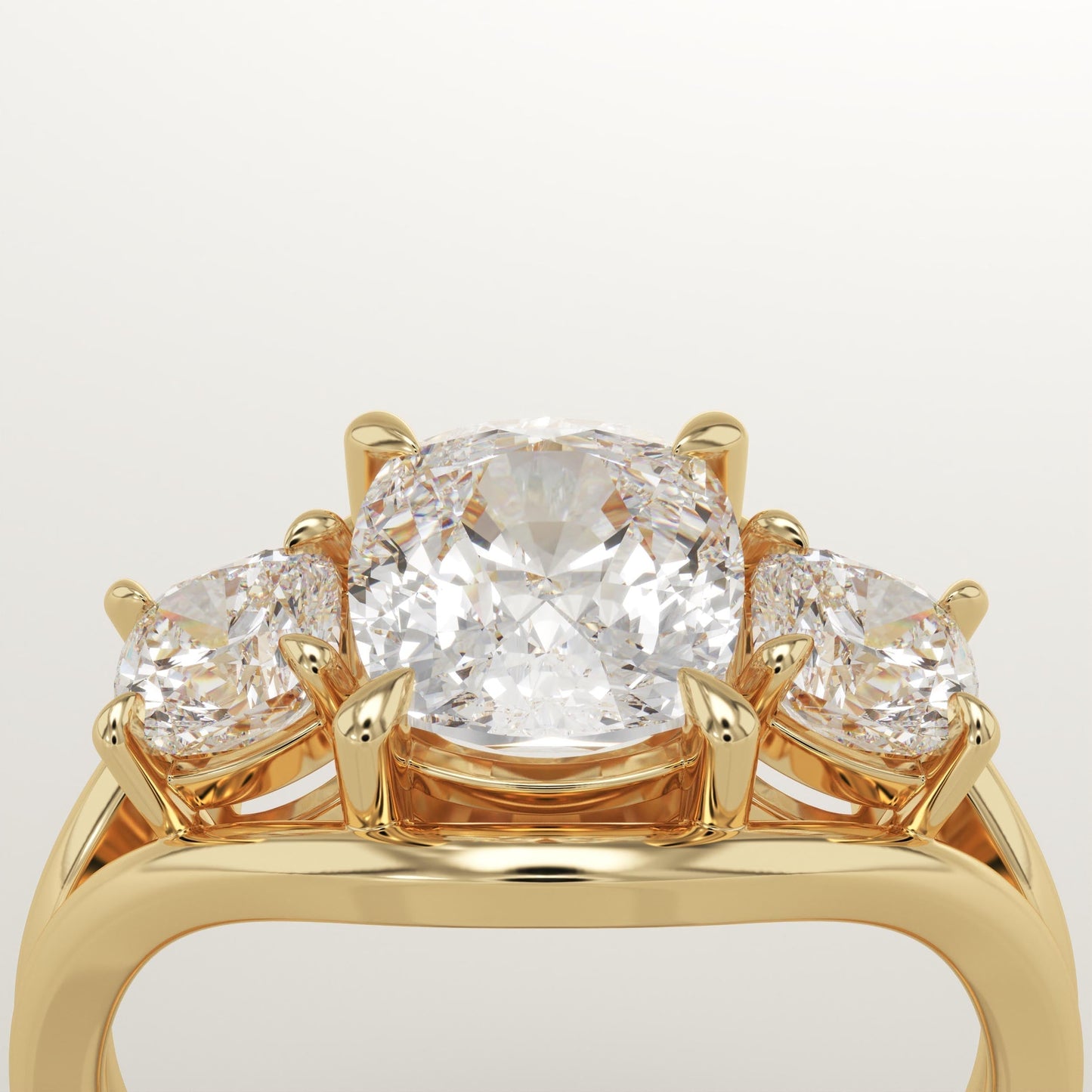 Elongated Cushion Cut Three Stone Lab-Grown Diamond Engagement Ring