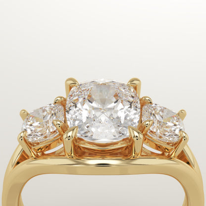 Elongated Cushion Cut Three Stone Lab-Grown Diamond Engagement Ring