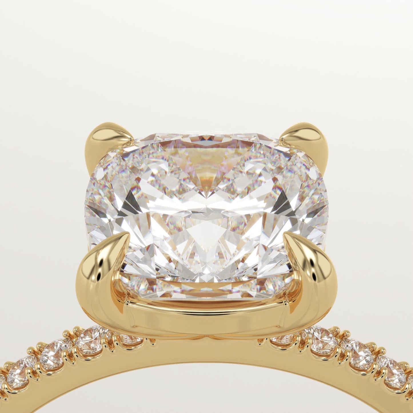 Cushion Cut Pave Lab-Grown Diamond Engagement Ring