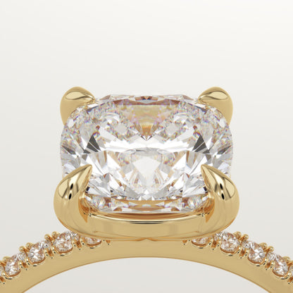 Cushion Cut Pave Lab-Grown Diamond Engagement Ring