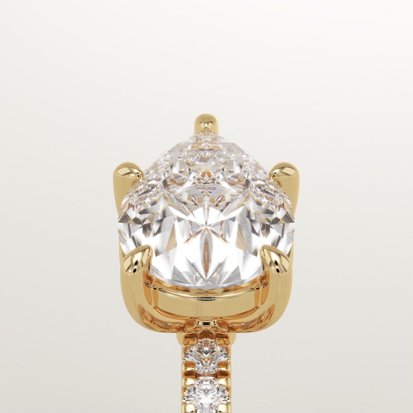 East West Pear Cut Half Pave Lab-Grown Diamond Engagement Ring