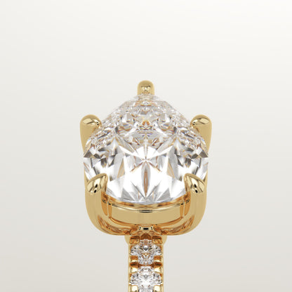 East West Pear Cut Half Pave Lab-Grown Diamond Engagement Ring