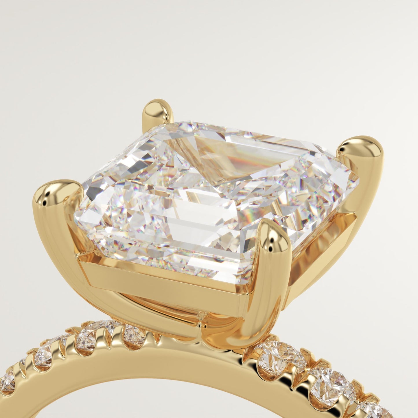 Asscher Cut Pave Lab-Grown Diamond Engagement Ring