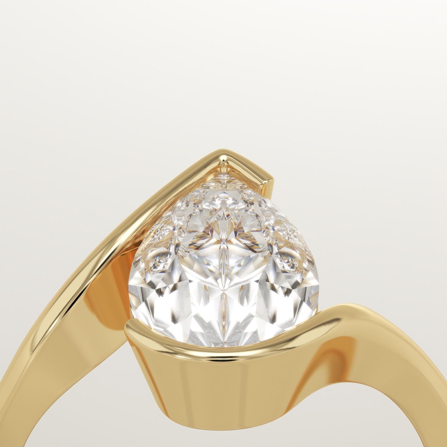 Pear Cut Swirl Lab-Grown Diamond Engagement Ring