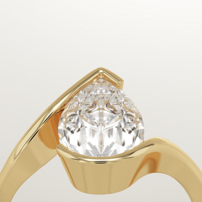 Pear Cut Swirl Lab-Grown Diamond Engagement Ring