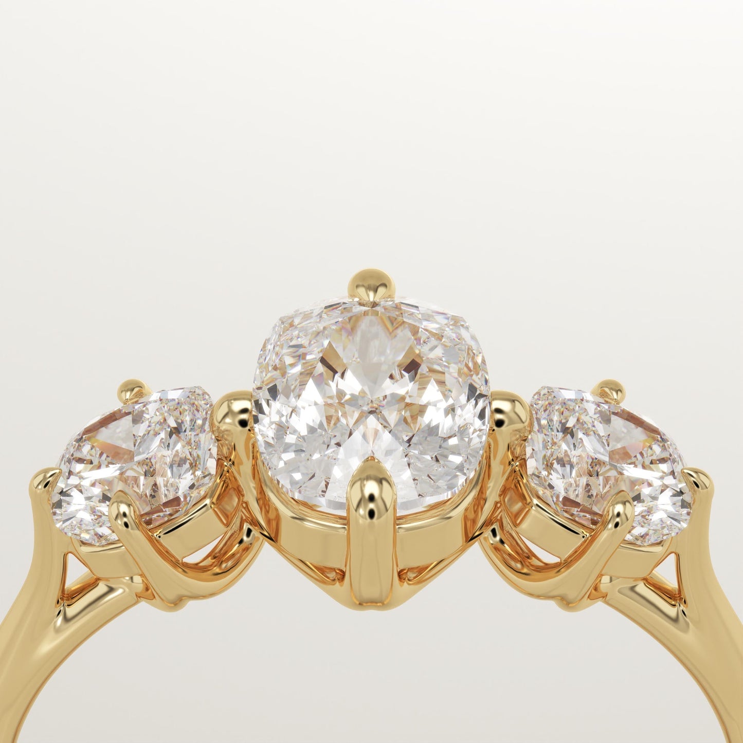 Elongated Cushion Cut Three Stone Lab-Grown Diamond Engagement Ring