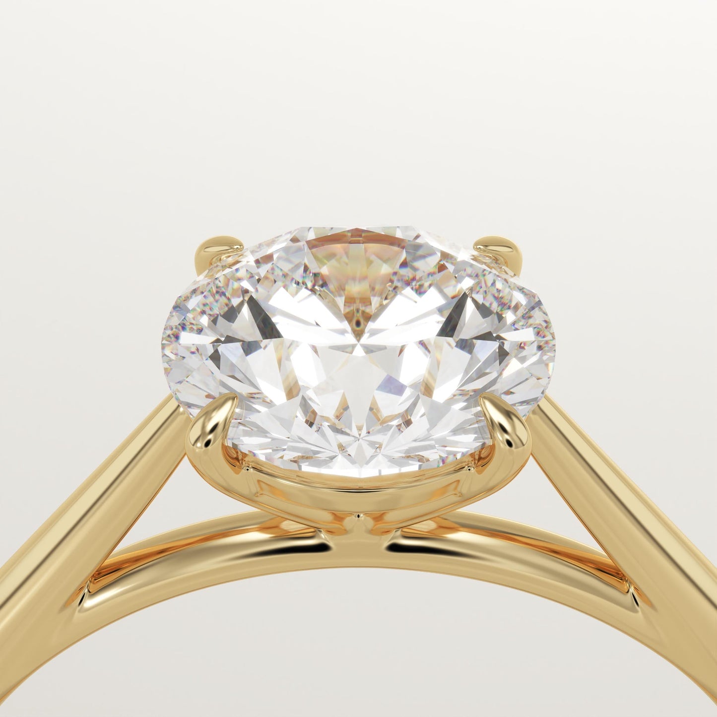 Round Cut Solitaire Cathedral Lab-Grown Diamond Engagement Ring
