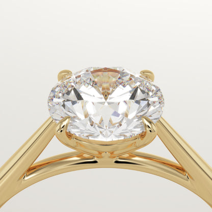 Round Cut Solitaire Cathedral Lab-Grown Diamond Engagement Ring