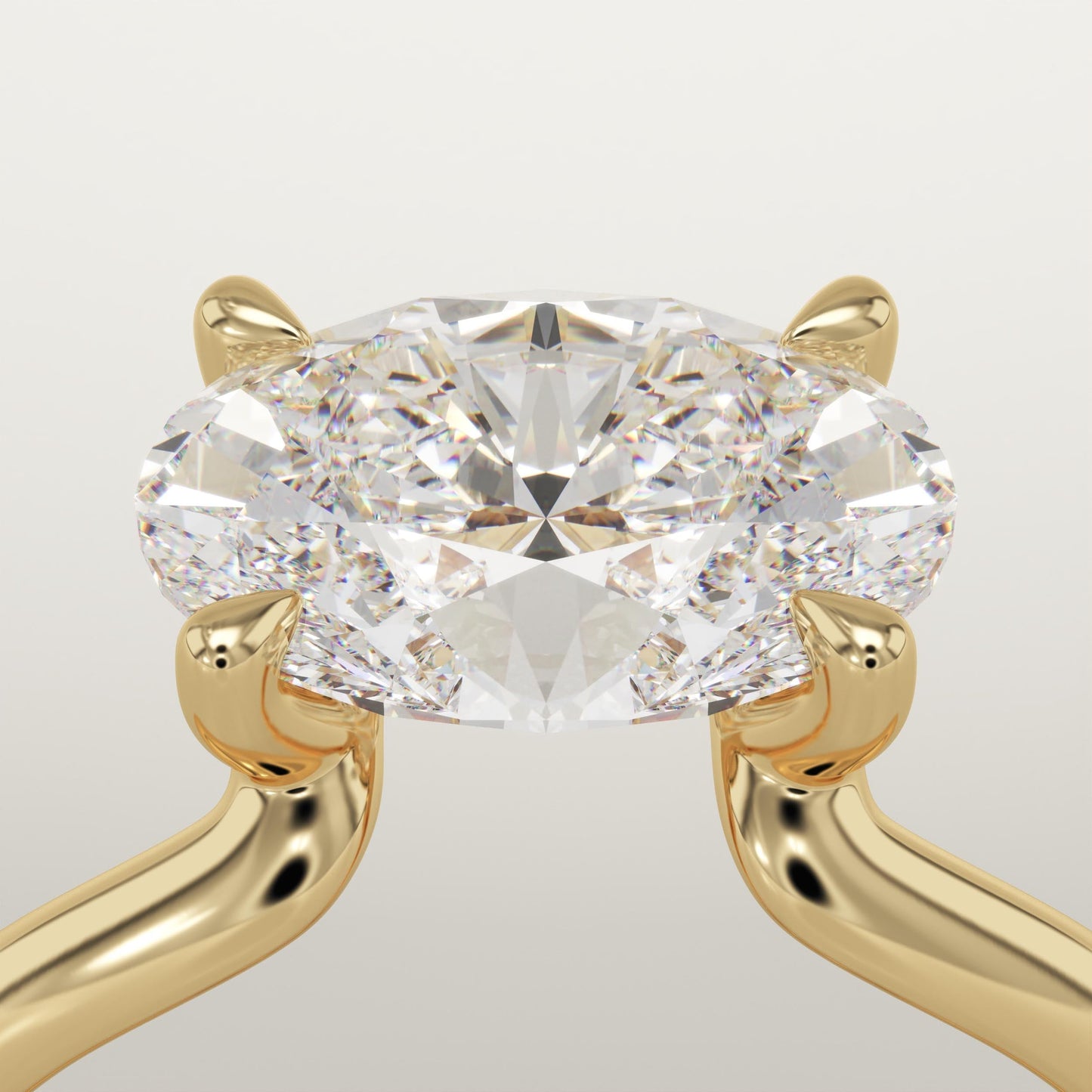 East-West Oval Cut Solitaire Lab-Grown Diamond Engagement Ring