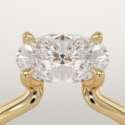 East-West Oval Cut Solitaire Lab-Grown Diamond Engagement Ring