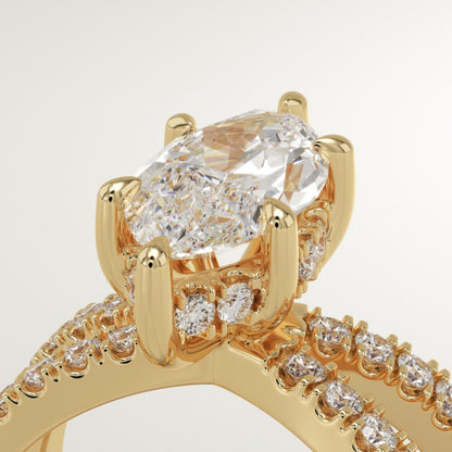 Marquise Cut Hidden Halo & Criss Cross Pave Lab-Grown Diamond Engagement Ring