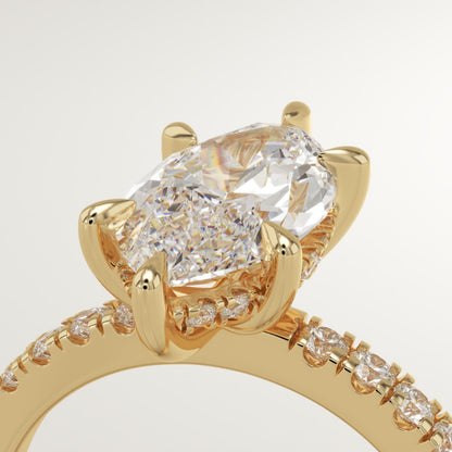 Marquise Cut Hidden Halo & Pave Lab-Grown Diamond Engagement Ring