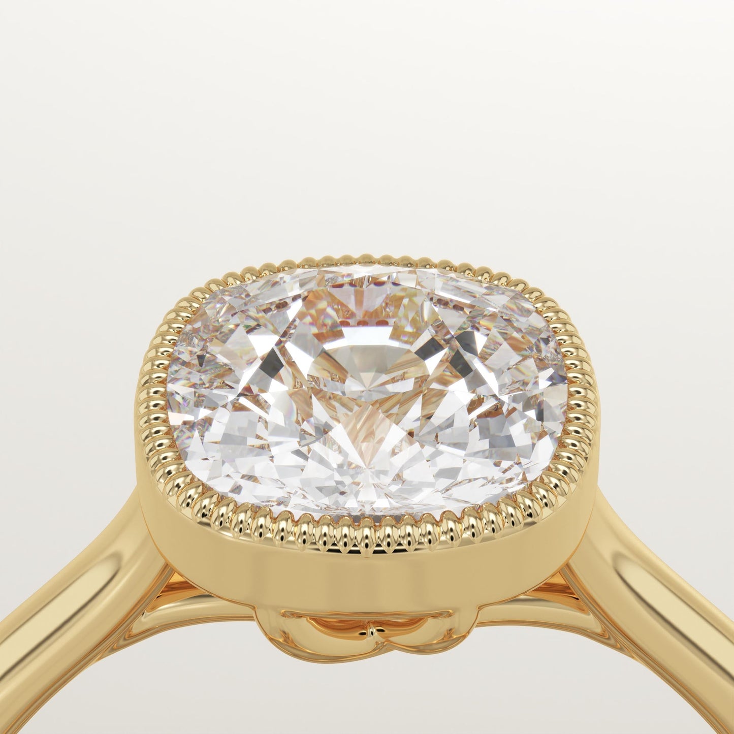 1.5 CT Cushion Cut Solitaire Bezel Moissanite Engagement Ring