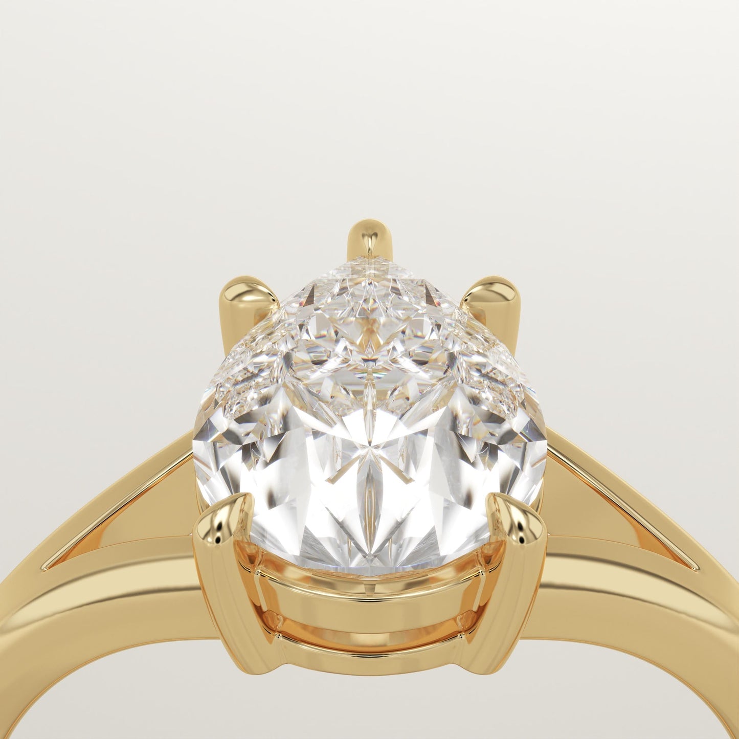 Pear Cut Solitaire Split Shank Lab-Grown Diamond Engagement Ring