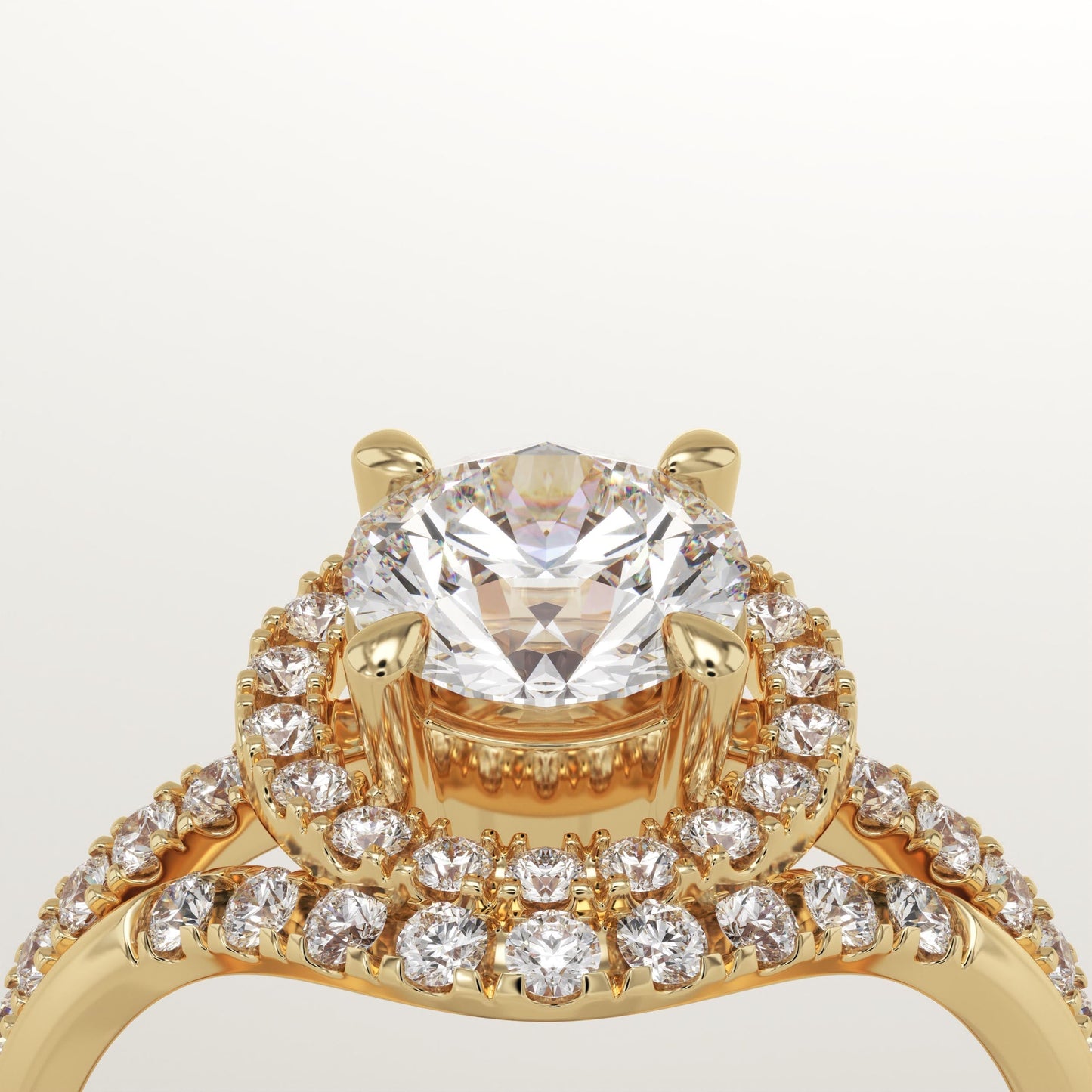 Round Cut Halo & Pave Lab-Grown Diamond Bridal Set